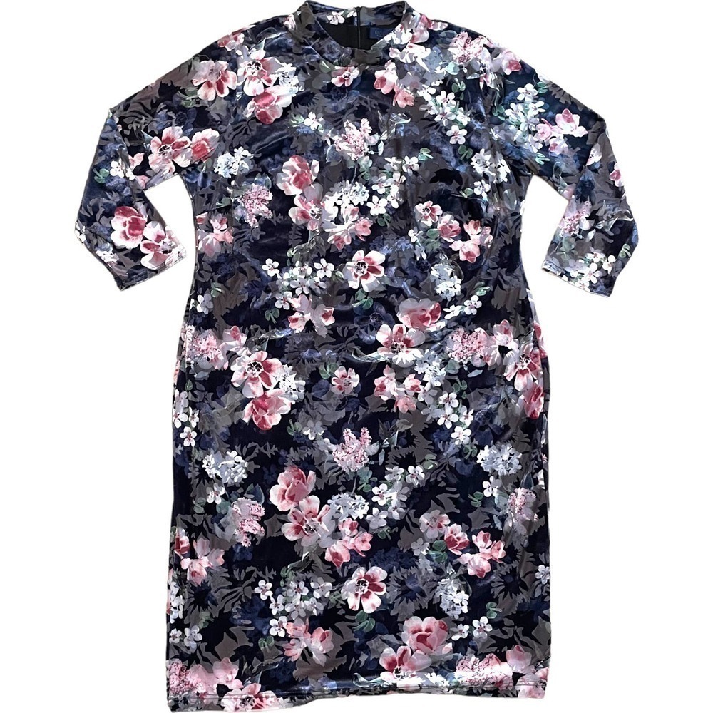 Rachel Roy Women's Nadia Burnout Velvet Multicolor Floral Midi Dress Size 22W - Picture 9 of 14
